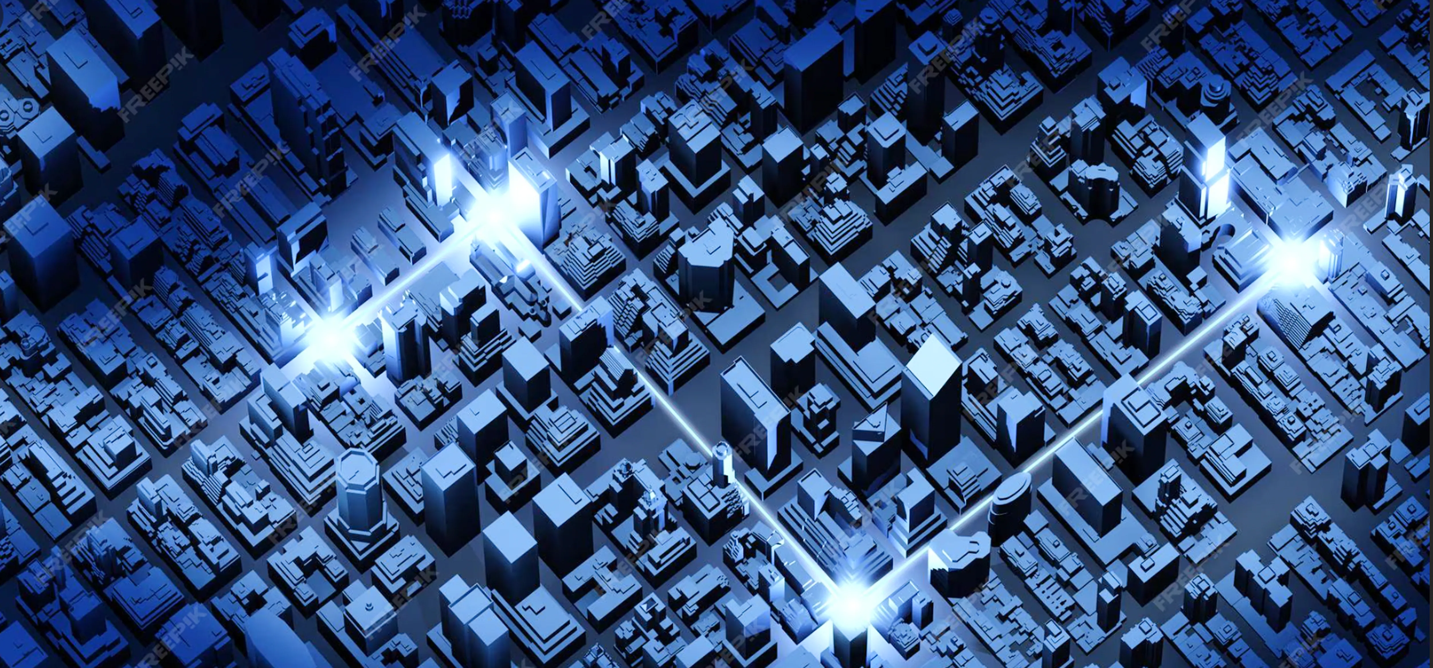 発光する都市グリッドのイメージ